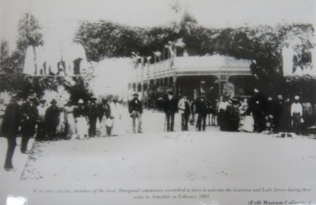 Aboriginal people welcome Gov & Lady Jersey to Armidale Feb 1893. Newcastle Library.
